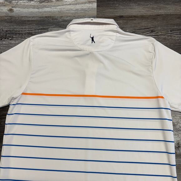 Mizzen + Main Phil Mickelson White Striped Mens L Performance‎ Golf Polo Shirt - Picture 9 of 10